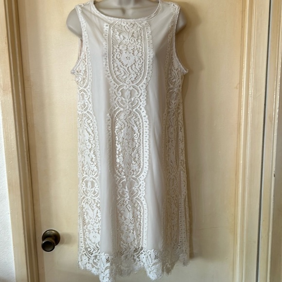 MSSP Max Studio ivory lace loose fit dress size M - Picture 1 of 12